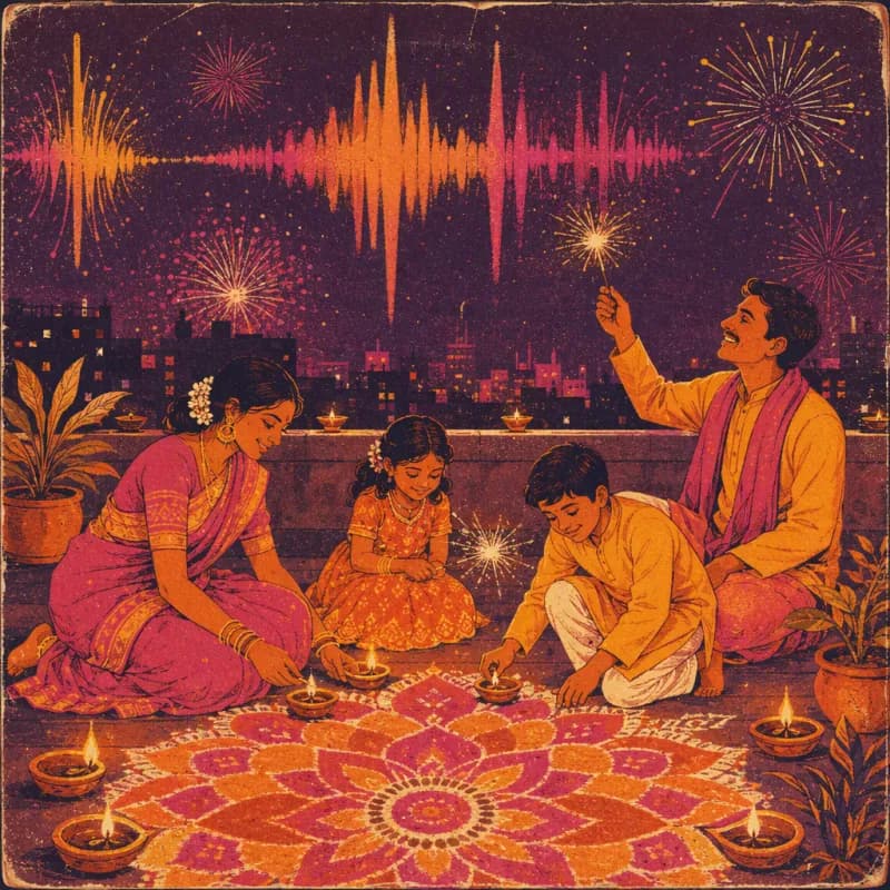 Illustrated record sleeve for a Festival greetings song