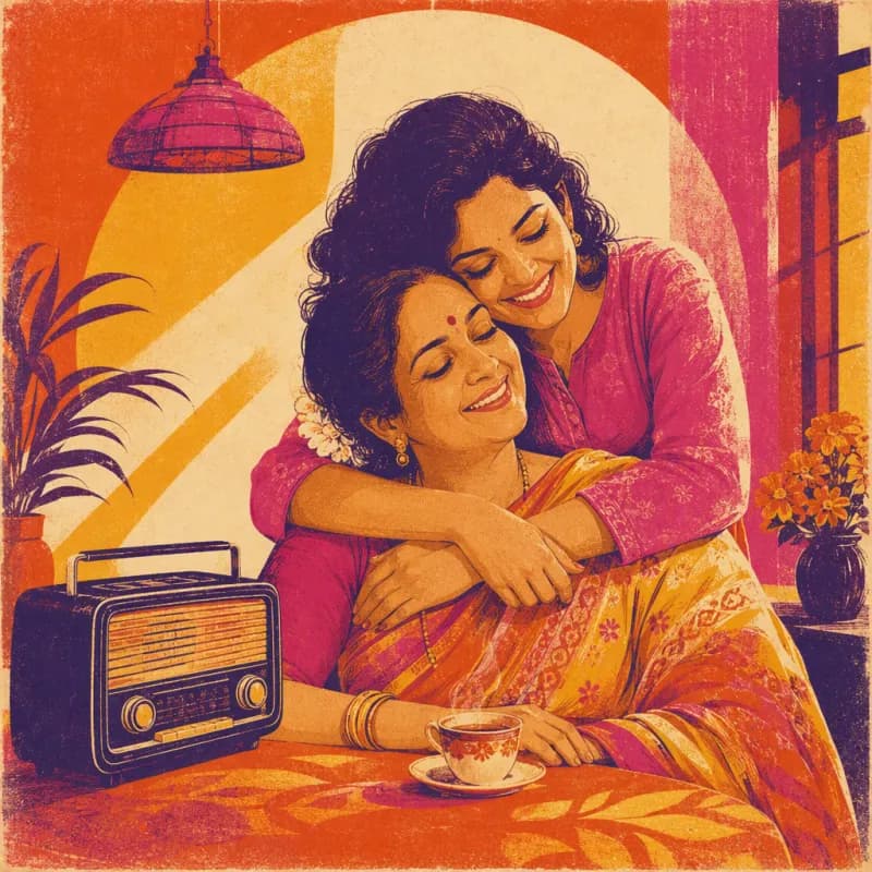 Illustrated record sleeve for a For Maa, for Papa song