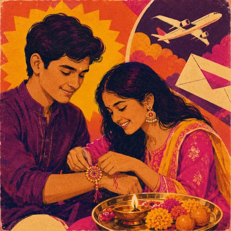Illustrated record sleeve for a Raksha Bandhan song